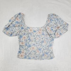 Sienna Sky Floral Puff Sleeve Top Size Large Coquette Cottagecore Soft Feminine